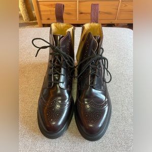 RARE NEW Dr. Martens Brogue Boots in Oxblood Patent Leather, women’s size 6!